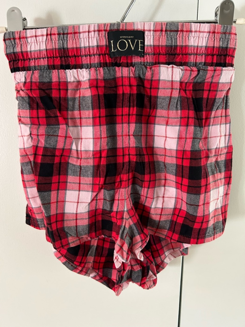 Victoria's Secret LOVE Plaid Lounge Shorts - Red, Pink & Black